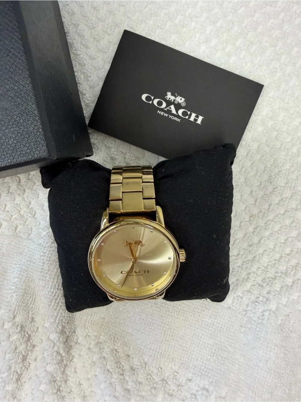 Coach Gold Tone Women's Watch bracket watch with box champagne